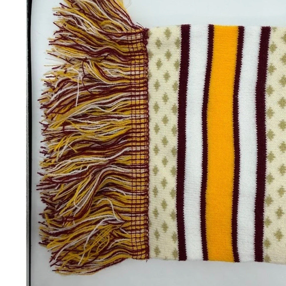 Washington Commanders Football Knit Fringe Scarf Burgundy Gold White Cream NCFU